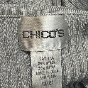 Chico's Silver Ribbed Metallic Knit Top